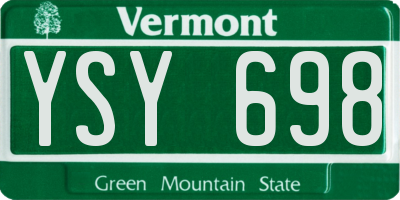 VT license plate YSY698