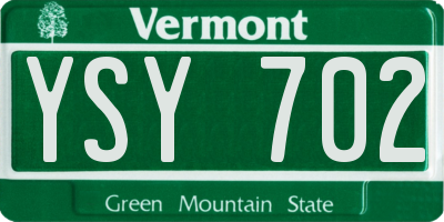 VT license plate YSY702