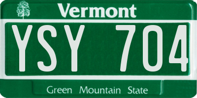 VT license plate YSY704