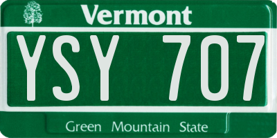 VT license plate YSY707