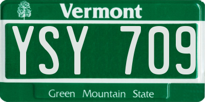 VT license plate YSY709