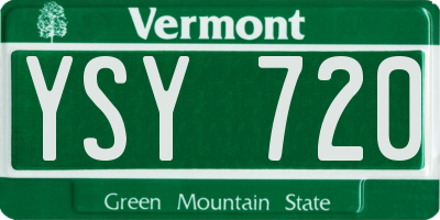 VT license plate YSY720