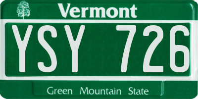 VT license plate YSY726