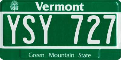 VT license plate YSY727