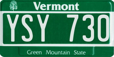 VT license plate YSY730