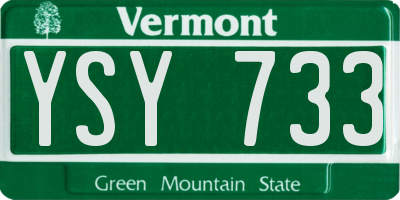 VT license plate YSY733
