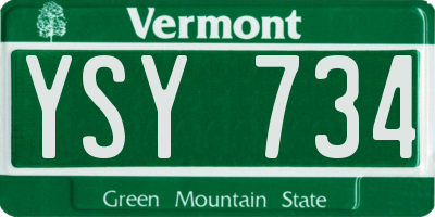 VT license plate YSY734