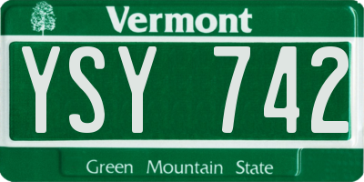 VT license plate YSY742