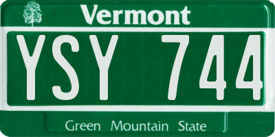 VT license plate YSY744