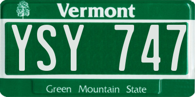 VT license plate YSY747