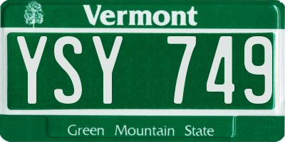 VT license plate YSY749