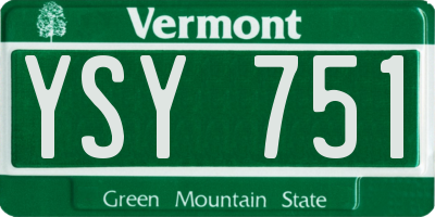 VT license plate YSY751