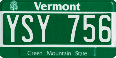 VT license plate YSY756