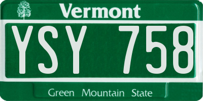 VT license plate YSY758