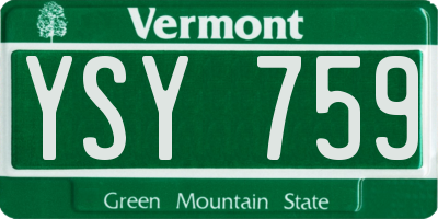 VT license plate YSY759