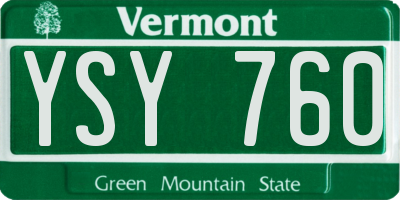 VT license plate YSY760