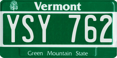 VT license plate YSY762