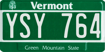 VT license plate YSY764