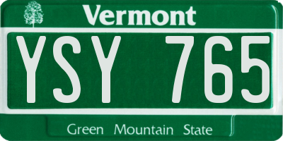 VT license plate YSY765