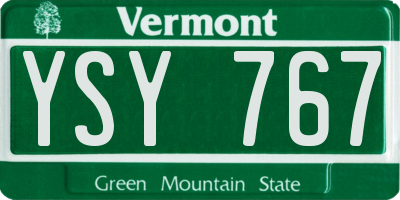 VT license plate YSY767