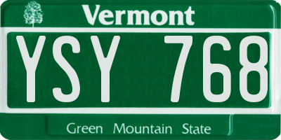 VT license plate YSY768
