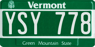 VT license plate YSY778