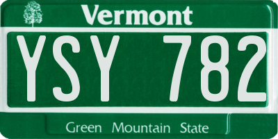 VT license plate YSY782