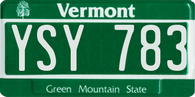 VT license plate YSY783