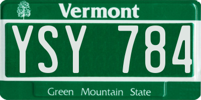 VT license plate YSY784