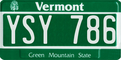 VT license plate YSY786