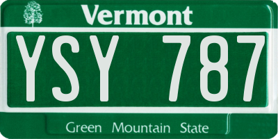 VT license plate YSY787