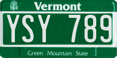 VT license plate YSY789