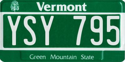 VT license plate YSY795