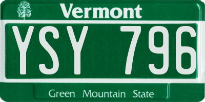 VT license plate YSY796