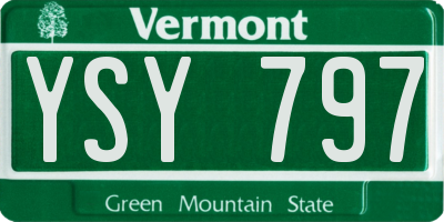 VT license plate YSY797