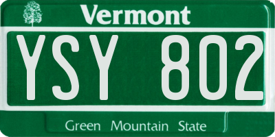 VT license plate YSY802