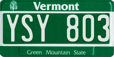 VT license plate YSY803