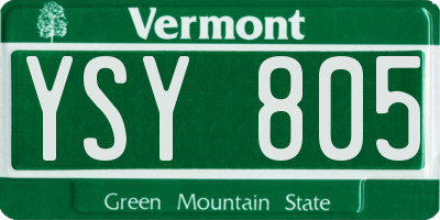 VT license plate YSY805