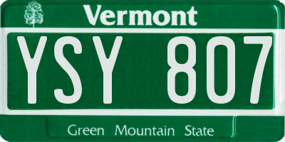 VT license plate YSY807