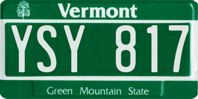 VT license plate YSY817