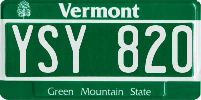 VT license plate YSY820