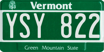 VT license plate YSY822