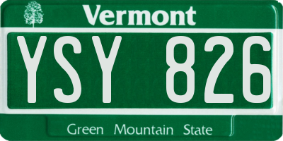 VT license plate YSY826