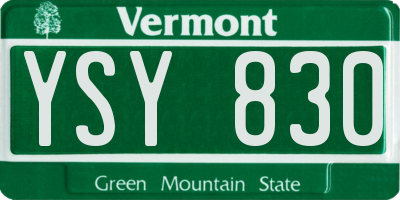 VT license plate YSY830