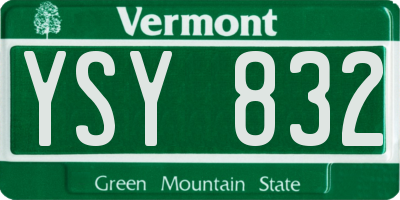 VT license plate YSY832