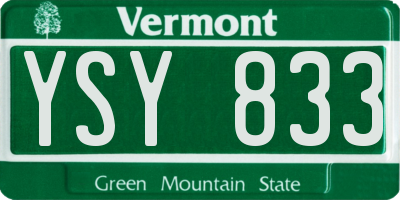 VT license plate YSY833