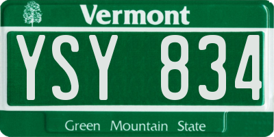 VT license plate YSY834