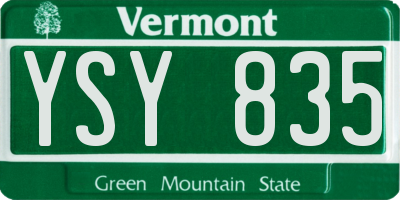 VT license plate YSY835