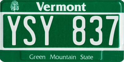 VT license plate YSY837