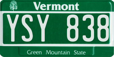 VT license plate YSY838